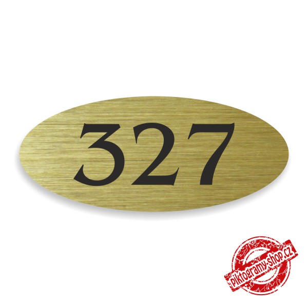 Číslo na dveře typ P – samolepka zlatá, 70x30mm