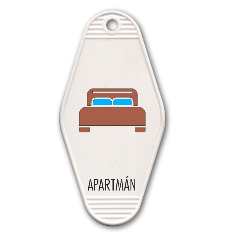 Plastová klíčenka s potiskem – Apartmán