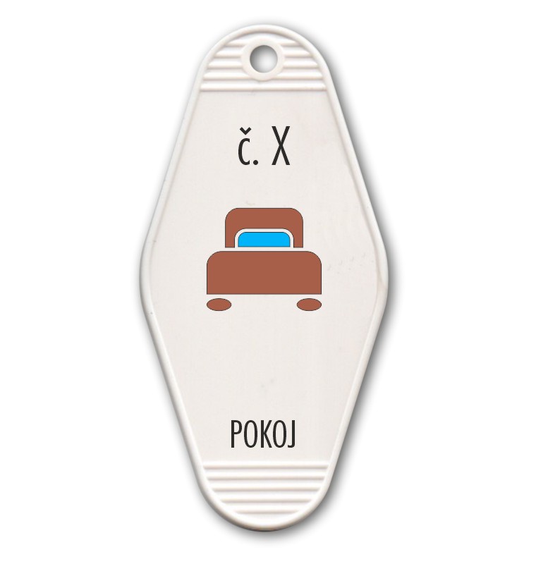 Plastová klíčenka s potiskem – Pokoj + číslo