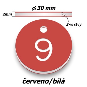 Plastová klíčenka, typ B, průměr 30 mm, červená