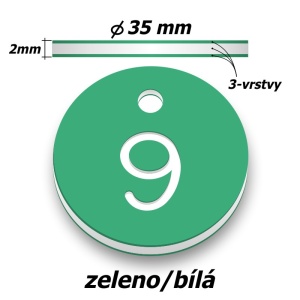 Plastová klíčenka, typ C, průměr 35 mm, zelená
