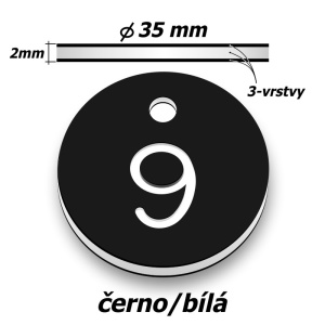 Plastová klíčenka, typ C, průměr 35 mm, černá