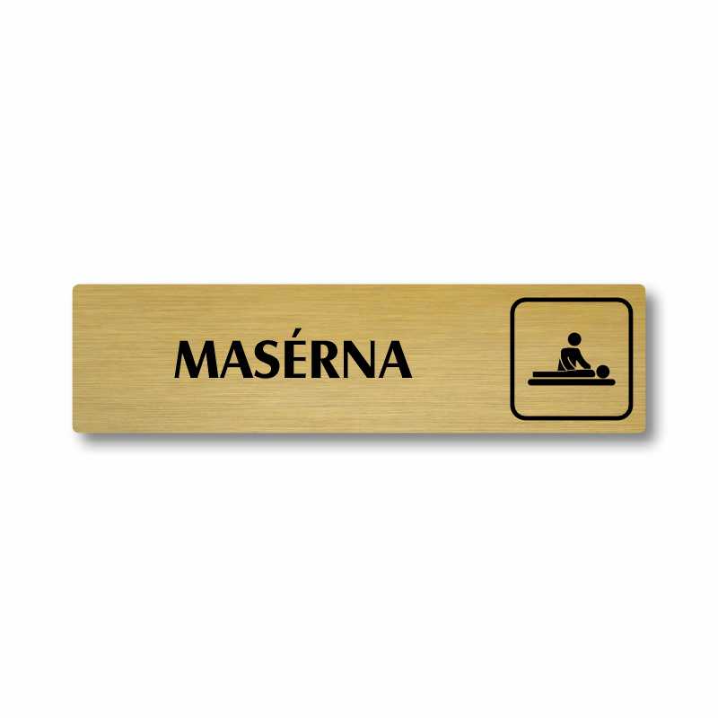 Masérna, stříbrná cedulka, 180x45mm
