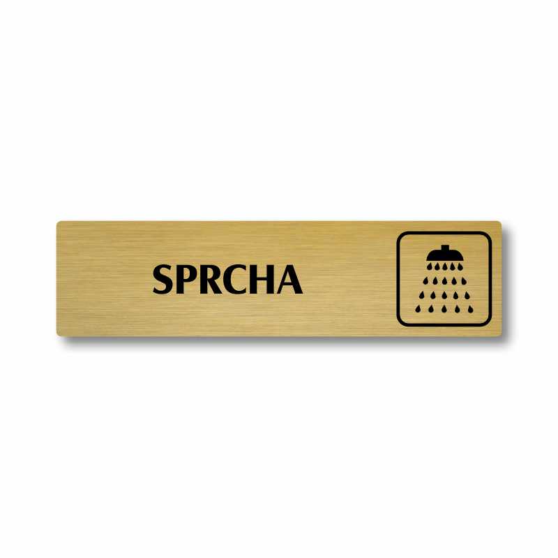 Sprcha, stříbrná cedulka, 180x45mm