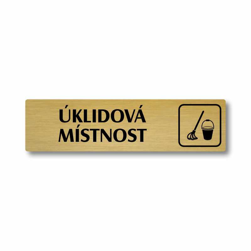 Úklidová místnost, stříbrná cedulka, 180x45mm