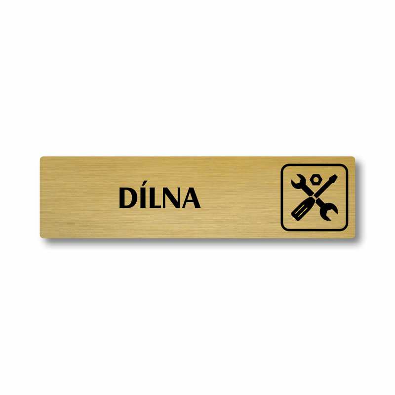 Dílna, stříbrná cedulka, 180x45mm