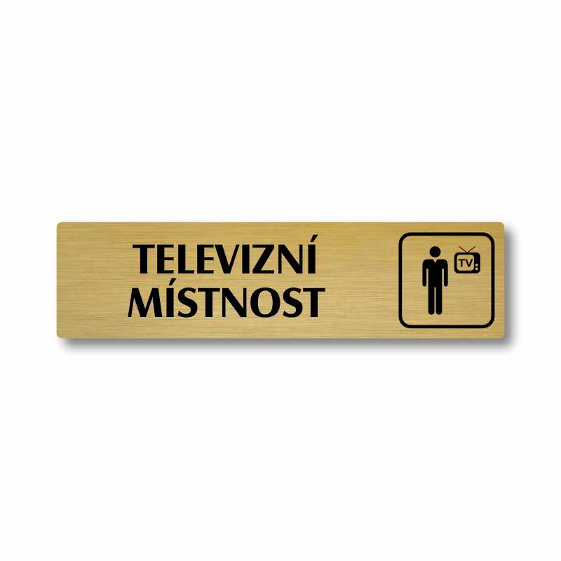Televizní místnost, stříbrná cedulka, 180x45mm