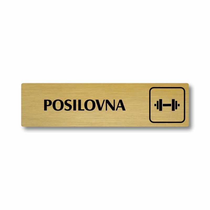 Posilovna, stříbrná cedulka, 180x45mm
