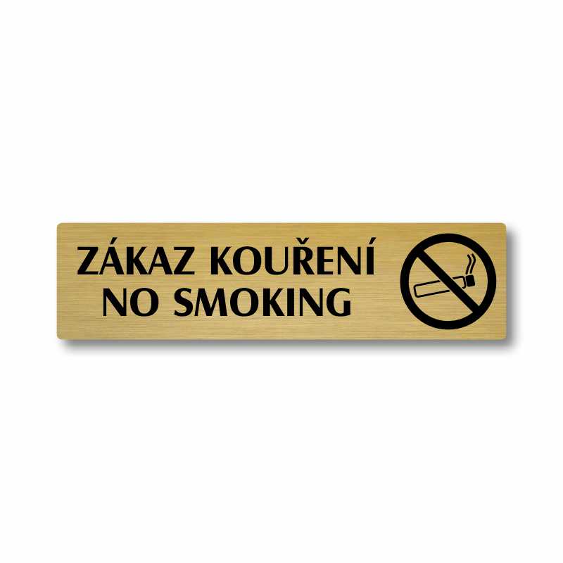 Zákaz kouření, stříbrná cedulka, 180x45mm