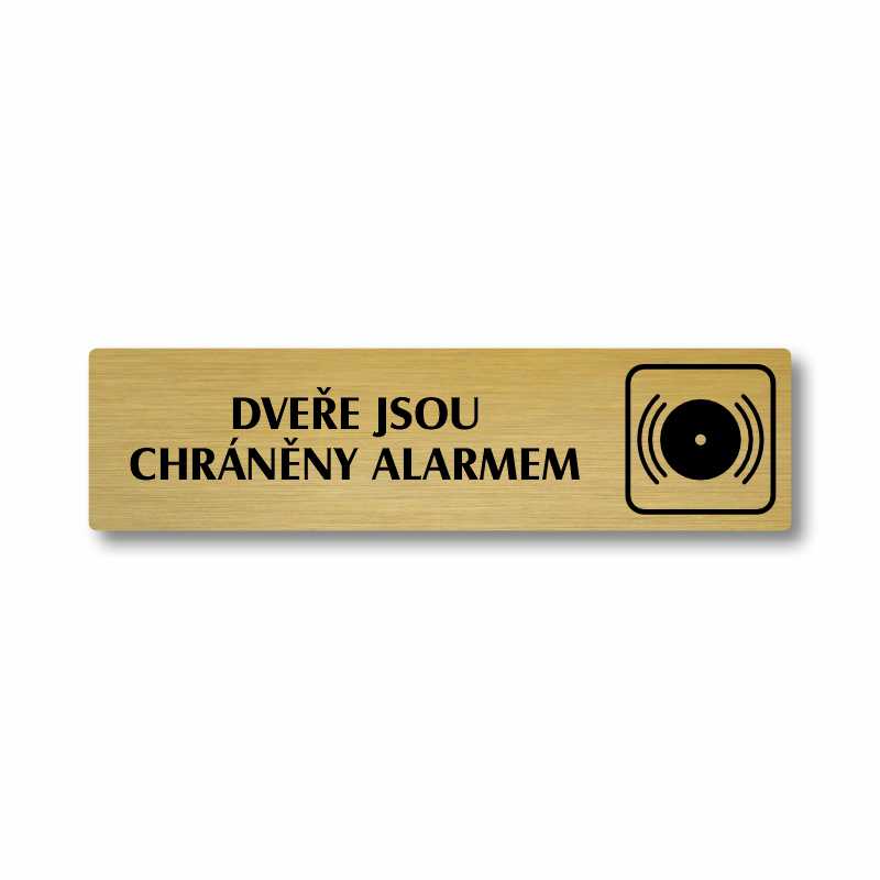 Alarm, stříbrná cedulka, 180x45mm