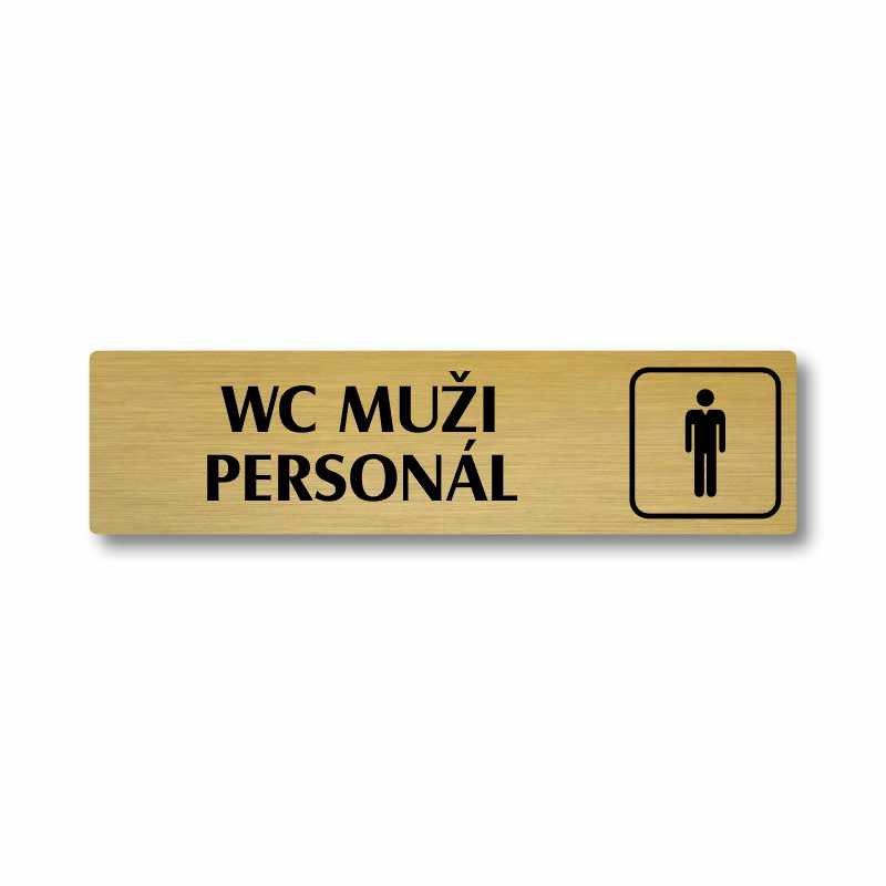 WC muži personál, stříbrná cedulka, 180x45mm