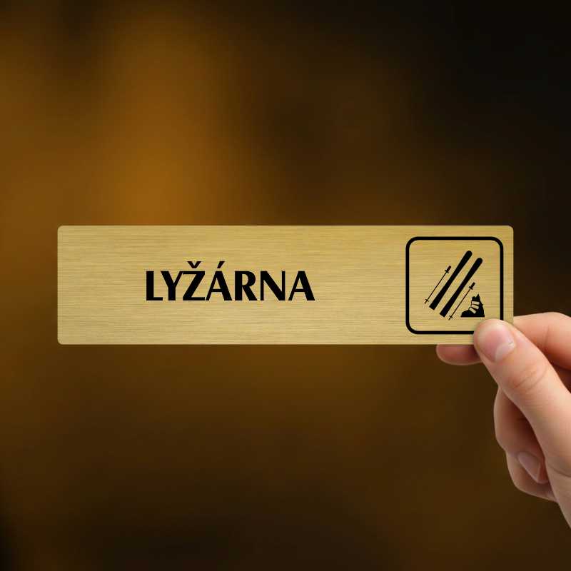 Lyžárna, stříbrná cedulka, 180x45mm