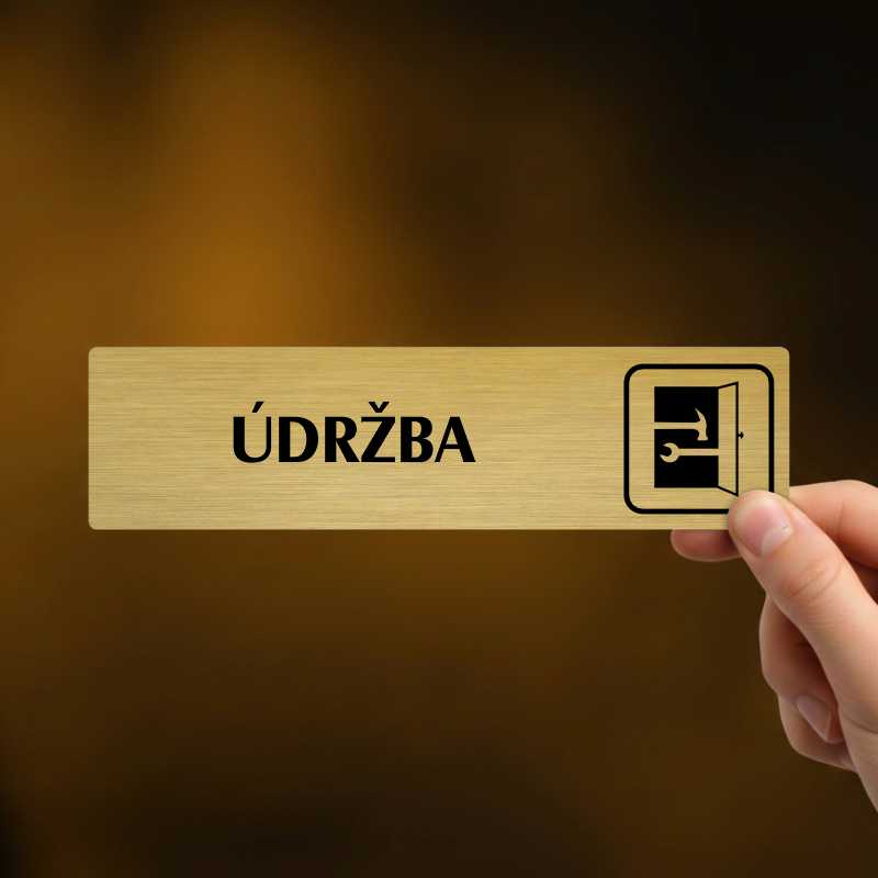 Údržba, stříbrná cedulka, 180x45mm
