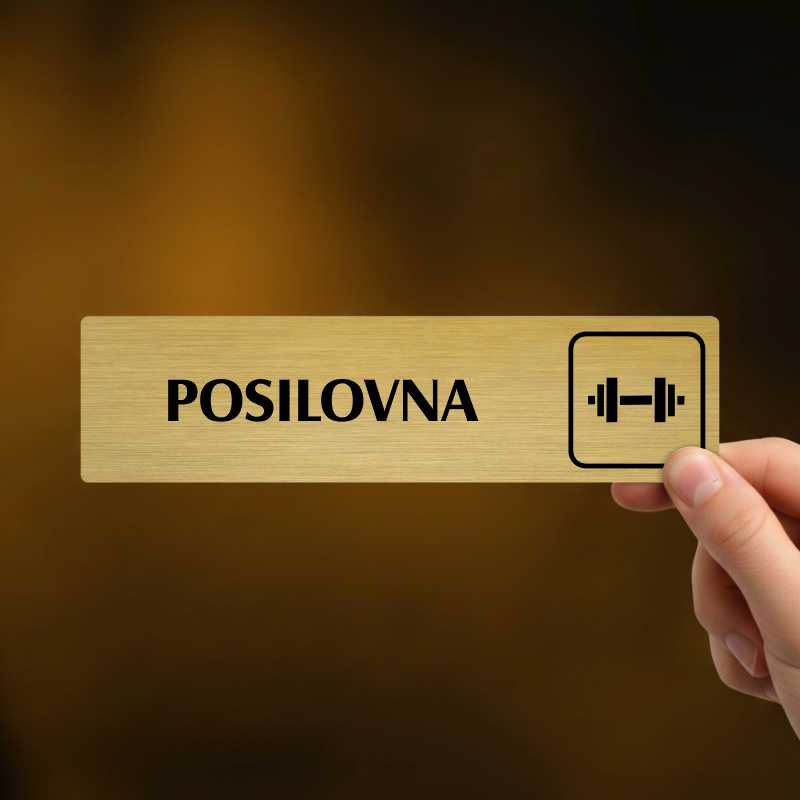 Posilovna, stříbrná cedulka, 180x45mm