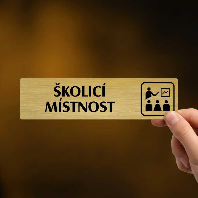 Školicí místnost, stříbrná cedulka, 180x45mm