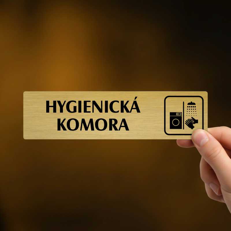 Hygienická komora, stříbrná cedulka, 180x45mm