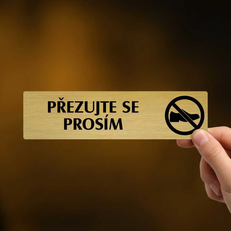 Přezujte se, stříbrná cedulka, 180x45mm