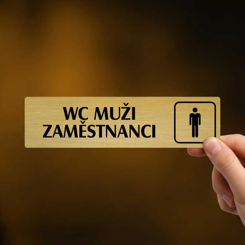 WC muži zaměstnanci, stříbrná cedulka, 180x45mm