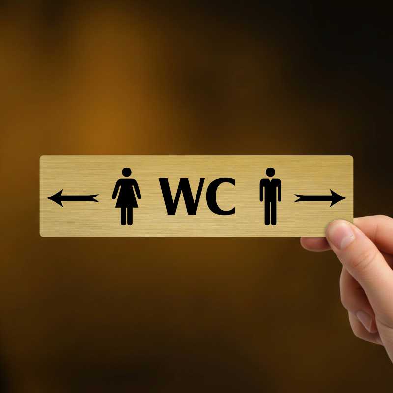 WC ženy vlevo, stříbrná cedulka, 180x45mm