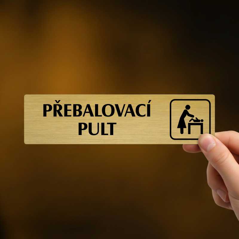 Přebalovací pult, stříbrná cedulka, 180x45mm