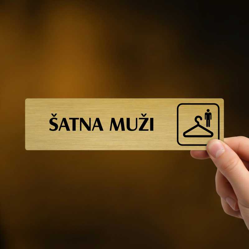 Šatna muži, stříbrná cedulka, 180x45mm