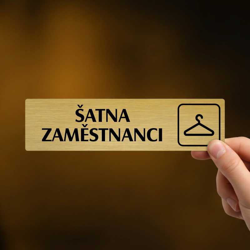 Šatna zaměstnanci, stříbrná cedulka, 180x45mm