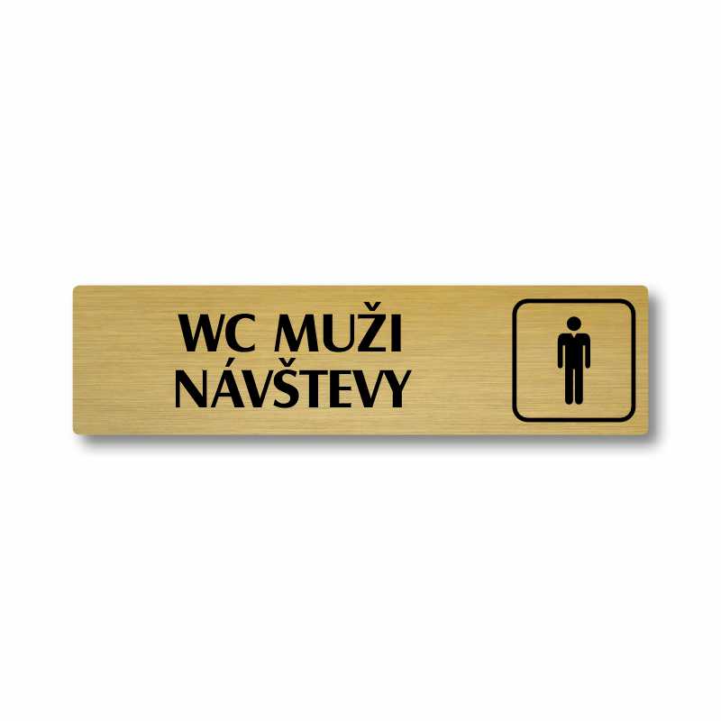 WC muži návštěvy, stříbrná cedulka, 180x45mm