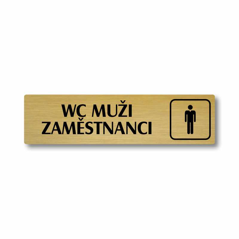 WC muži zaměstnanci, stříbrná cedulka, 180x45mm