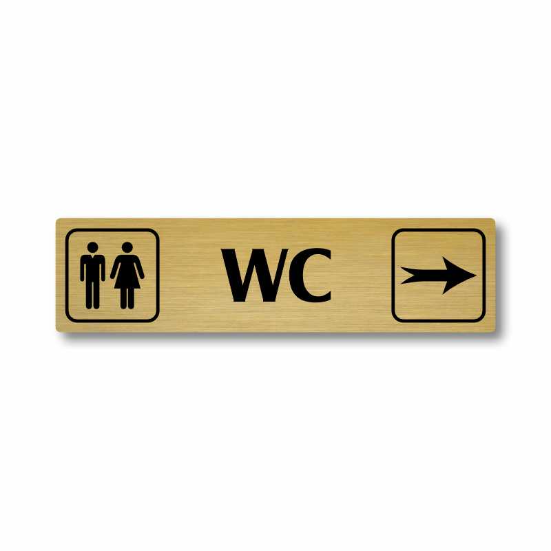 WC vpravo, stříbrná cedulka, 180x45mm