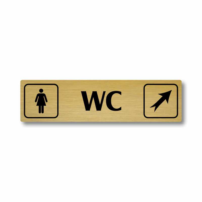 WC ženy vpravo nahoru, stříbrná cedulka, 180x45mm