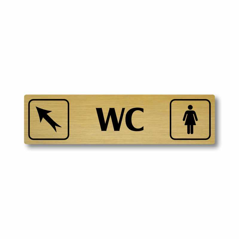 WC ženy vlevo nahoru, stříbrná cedulka, 180x45mm