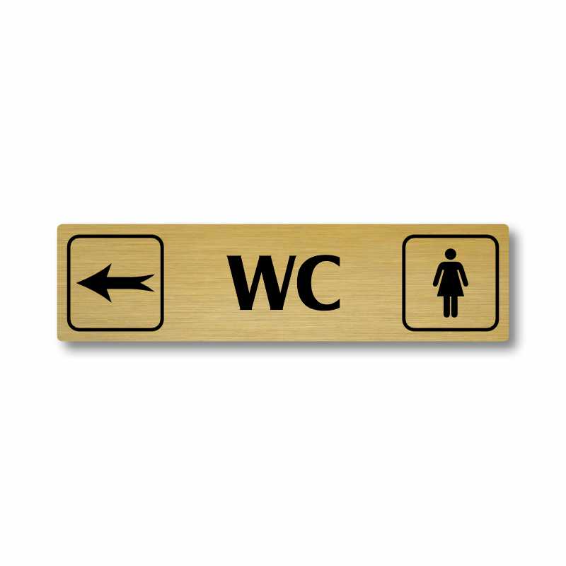 WC ženy vlevo, stříbrná cedulka, 180x45mm