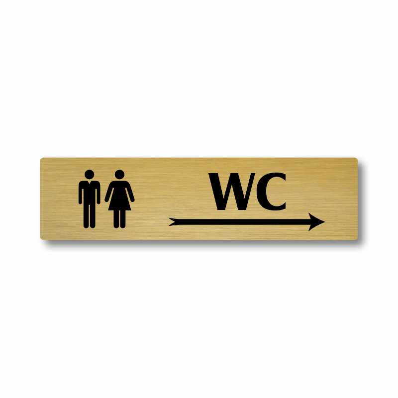 WC vpravo, stříbrná cedulka, 180x45mm