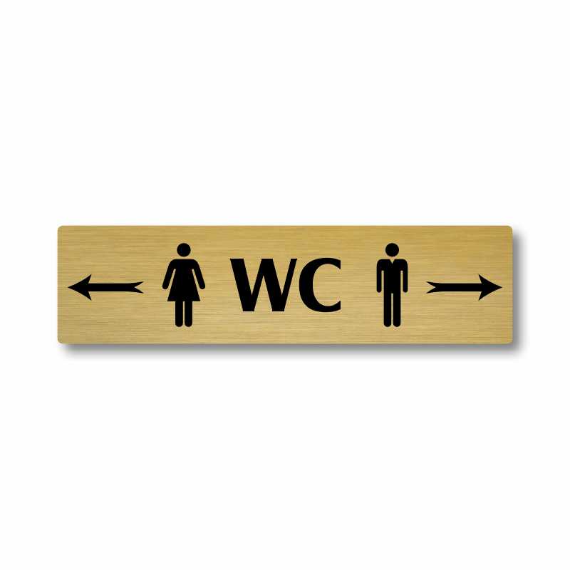 WC ženy vlevo, stříbrná cedulka, 180x45mm