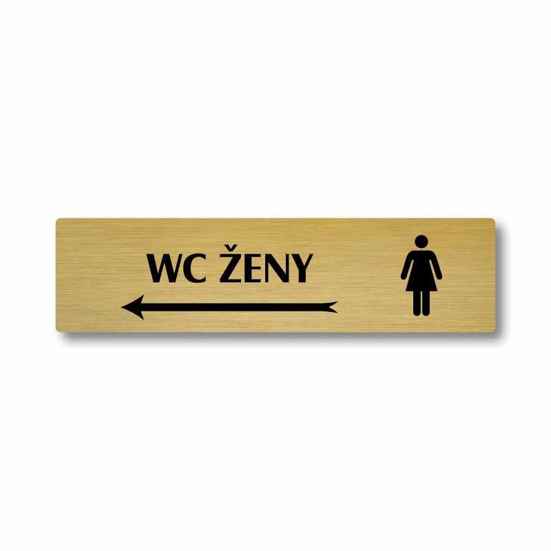 WC ženy vlevo, stříbrná cedulka, 180x45mm