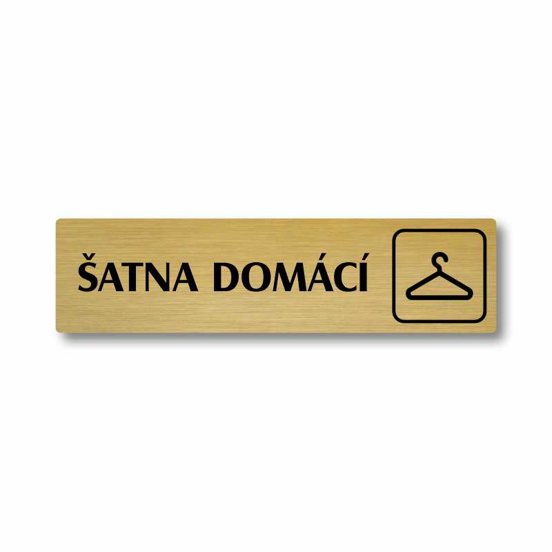 Šatna domácí, stříbrná cedulka, 180x45mm