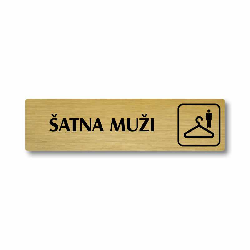 Šatna muži, stříbrná cedulka, 180x45mm