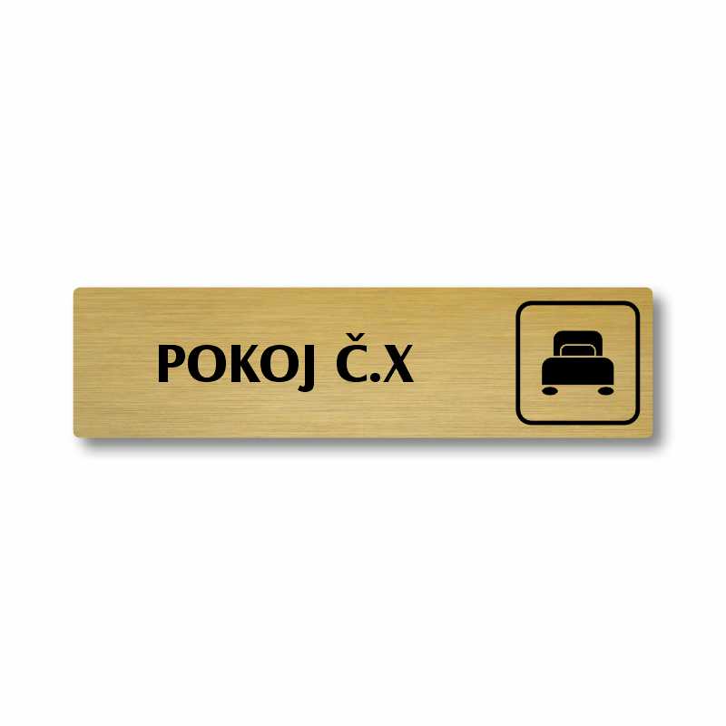 Pokoj č., stříbrná cedulka, 180x45mm