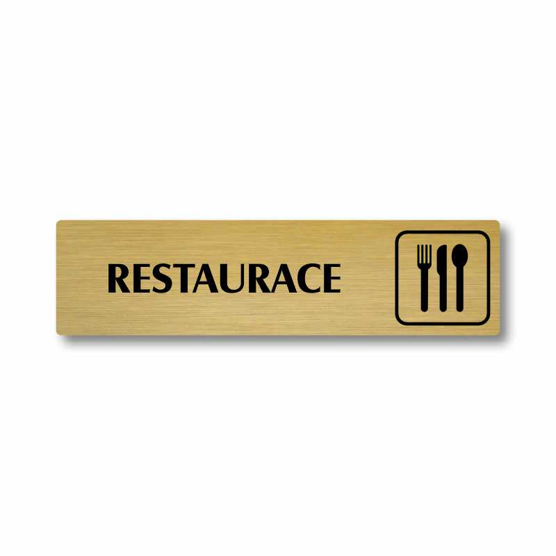Restaurace, stříbrná cedulka, 180x45mm