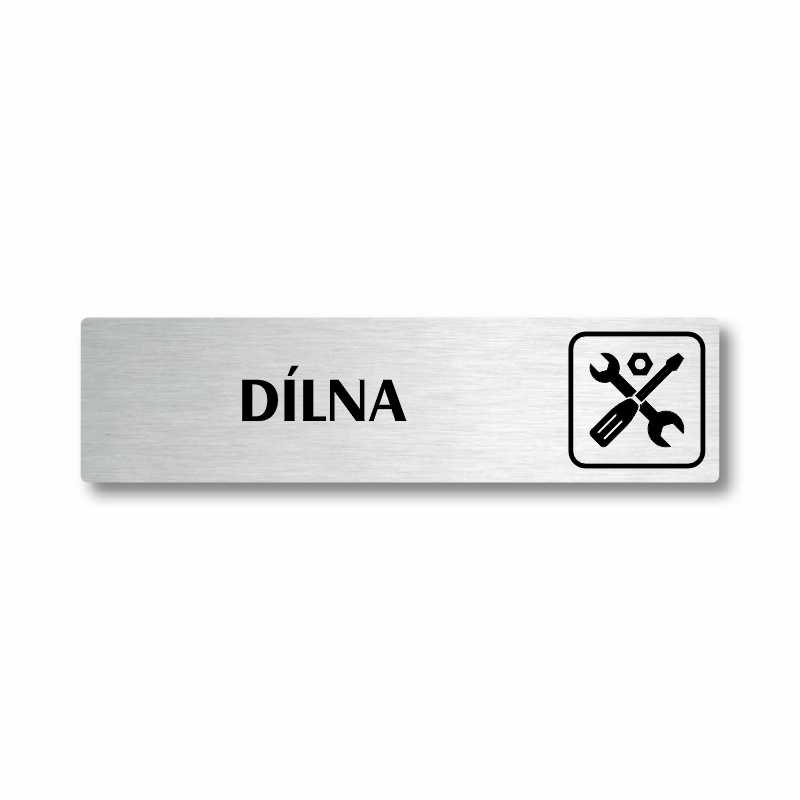 Dílna, stříbrná cedulka, 180x45mm