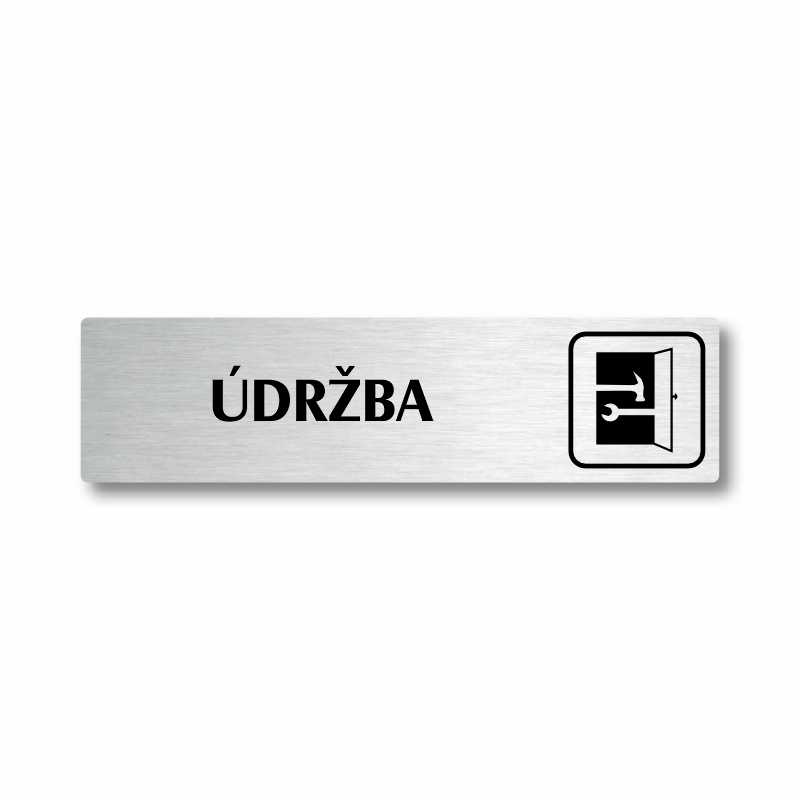 Údržba, stříbrná cedulka, 180x45mm