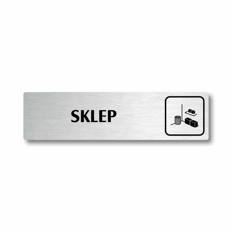 Sklep, stříbrná cedulka, 180x45mm