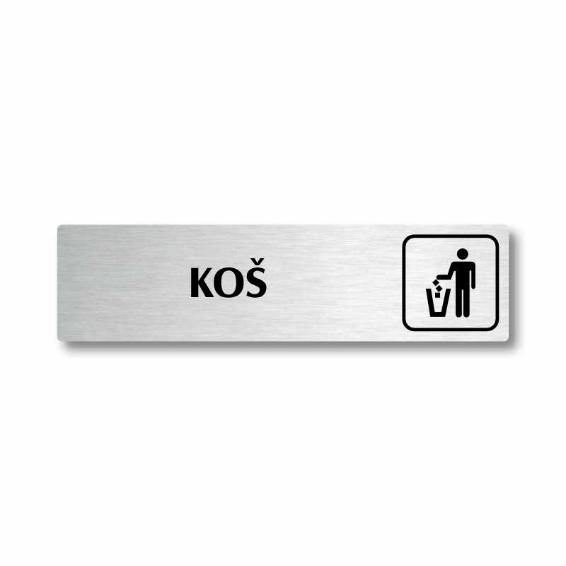 Koš, stříbrná cedulka, 180x45mm