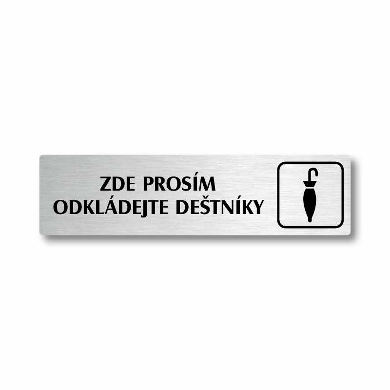 Deštníky, stříbrná cedulka, 180x45mm