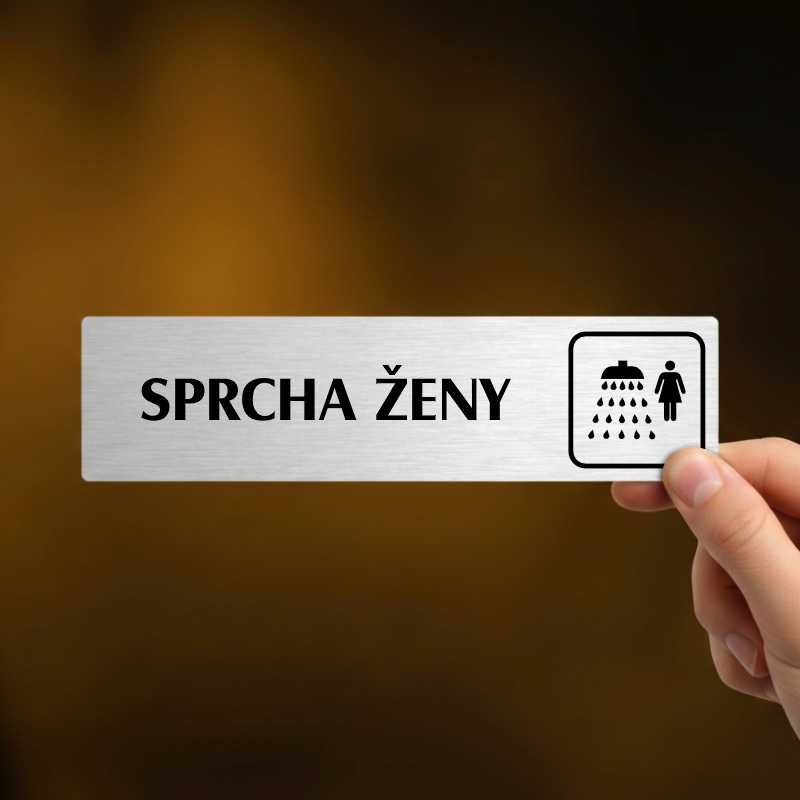 Sprcha ženy, stříbrná cedulka, 180x45mm