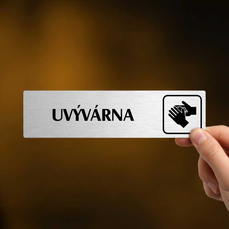Umývárna, stříbrná cedulka, 180x45mm