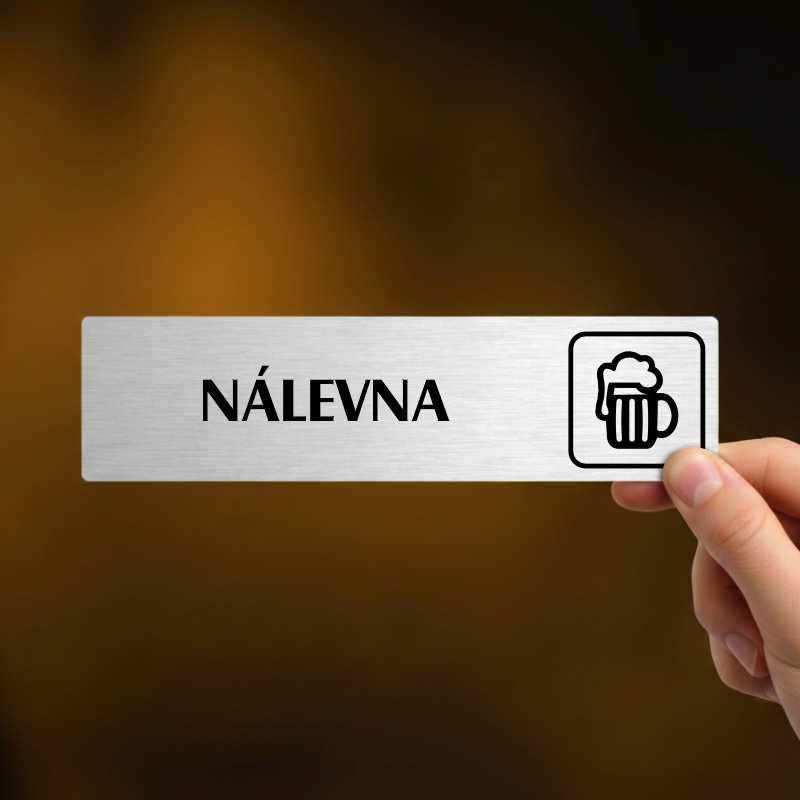 Nálevna, stříbrná cedulka, 180x45mm