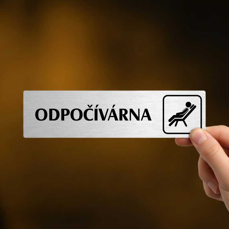 Odpočívárna, stříbrná cedulka, 180x45mm
