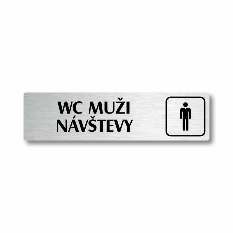 WC muži návštěvy, stříbrná cedulka, 180x45mm