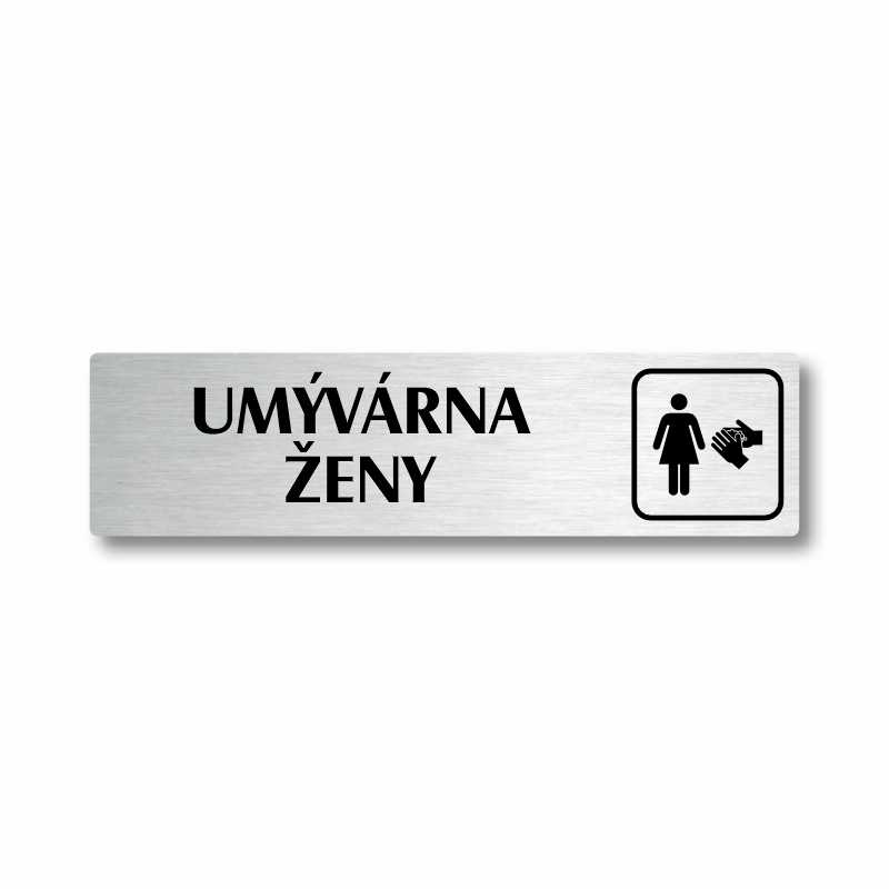 Umývárna ženy, stříbrná cedulka, 180x45mm